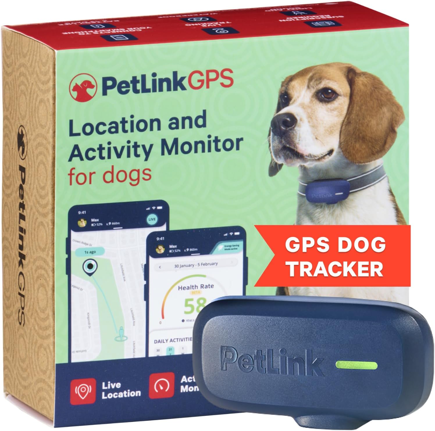 GPS Dog Tracker - Real-Time Pet Tracker Collar - Waterproof Dog GPS Tracker with Virtual Fence