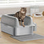 Yitahome Stainless Steel Cat Litter Box with Lid and Scoop, Extra Large Enclosed Metal Litter Box for Large Cats with Non-Slip Bottom, Odorless, Anti-Leakage, Non-Stick