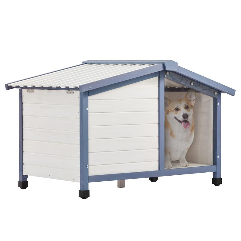 Petsfit Dog House, PVC Roof Dog House for Small Medium Large Dogs,Durable Dog House with Easy Clean and Assemble,White