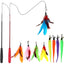 Interactive Feather Cat Toys Refills for Indoor Cats with 2 Cat Wands, 9 Feather Worms, and 2 Extra Strings
