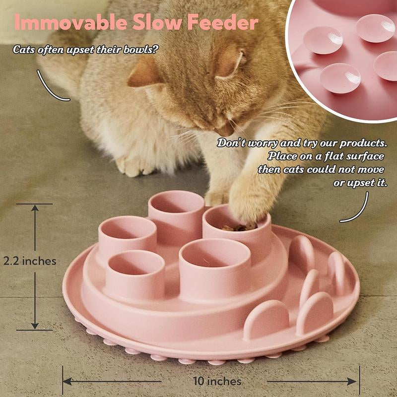 Puzzle Feeder Cat Slow Feeder, IQ Training & Mental Stimulating, Silicone Bowl for Indoor Cats, Multicoloured, Dishwasher Safe