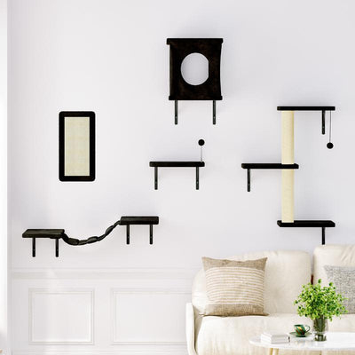 [Dealsforyoudays] 5-Piece Wall Mounted Cat Climbing Set – Soft House, Cat Scratching Board, Cat Tree, Cat Hammock & Cat Juamping Platform[Fathersdaygift]