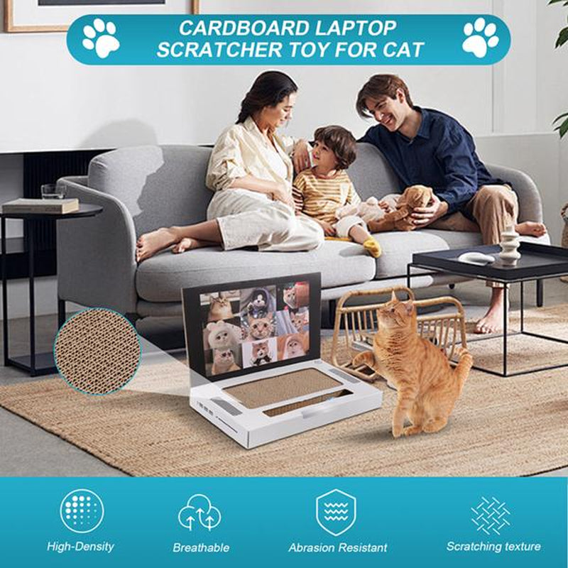 Cat Scratch Laptop ,Send Your Cat to Work Interactive Cat Toys, Cardboard Scratch Toy for Indoor Cats & Kittens Novelty Cat Gifts