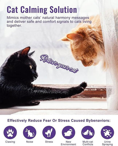 Cat Pheromones Calming Diffuser, Relieve Anxiety Stress, Cat Multicat Calming Relaxing Diffuser, Reduce Fighting Spraying Scratching, Fits All Cats