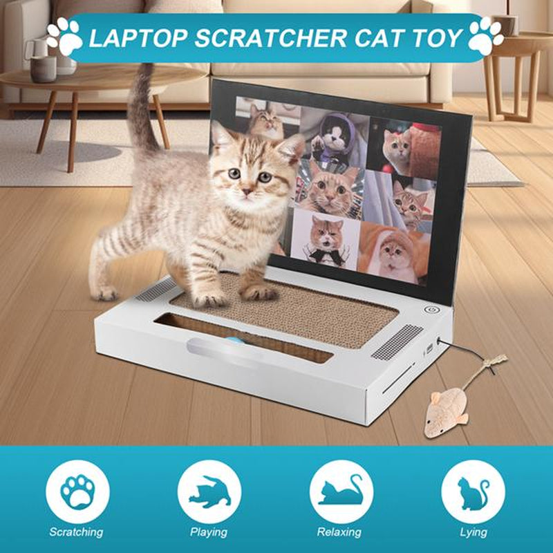 Cat Scratch Laptop ,Send Your Cat to Work Interactive Cat Toys, Cardboard Scratch Toy for Indoor Cats & Kittens Novelty Cat Gifts