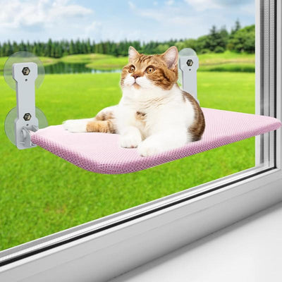 Asfrost Foldable Cat Window Perch, Cordless Cat Window Hammock Cat Window Bed for Indoor Cats Inside, Large Cats Window Seat Window Sill Cat Perch, Strong Suction Cup & Sturdy Metal Frame & Breathable Mat Cat Window