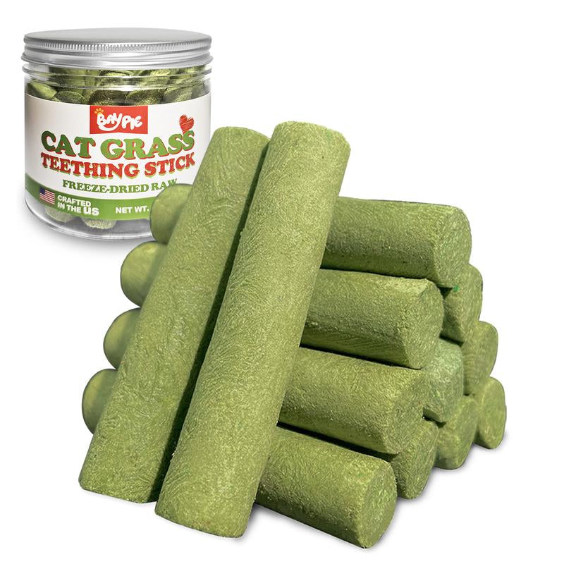 BAYPIE 3.5Oz Cat Grass Teething Stick, Delicious Cat Treat Snack Edible Cat Chew Toy for Teeth Cleaning and Hairball Removal in Cats