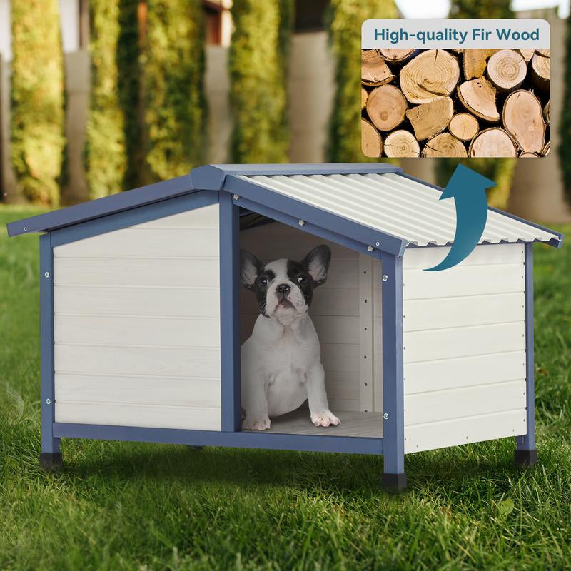 Petsfit Dog House, PVC Roof Dog House for Small Medium Large Dogs,Durable Dog House with Easy Clean and Assemble,White