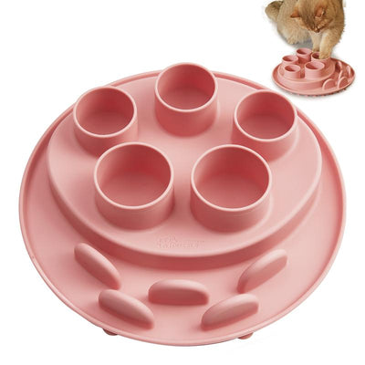Puzzle Feeder Cat Slow Feeder, IQ Training & Mental Stimulating, Silicone Bowl for Indoor Cats, Multicoloured, Dishwasher Safe
