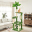 Wecharmer Cat Tree / Tower for Indoor Cats with Green Leaves, Cat Condo Cozy Plush Cat House with Hang Ball and Leaf Shape Design, Cat Furniture Pet House with Cat Scratching Posts Home Enclosed