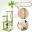 Wecharmer 55" Cat Tree / Tower for Indoor with Green Leaves, Cat Condo Cozy Plush House with Hang Ball, Pet Furniture with Scratching Posts Cat Tree