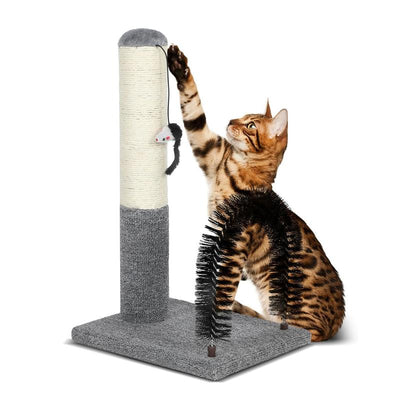 18 Inch Cat Scratching Post Pad with Cat Self Groomer,Cat Scratcher with Cat Brush,Kitten Scratch Post with Activity Dangling Ball,Indoor Cat Scratch Board for Kittens Kitty Cats,Protect Furniture