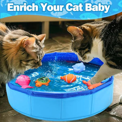Cat Pool Toy with Fish-Water Cat Toys, Portable Cat Pool Toy, Cat Water Toys for Bored Indoor Cats, Interactive Cat Toys for Indoor Cats for Endless Self Play
