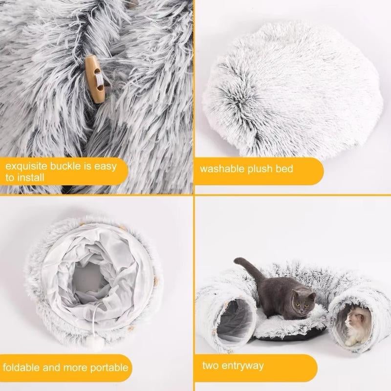 Warm and Cozy Cat Tunnel - Foldable, Plush, with Tunnel, Ideal for Cats, Soft and Comfortable Design