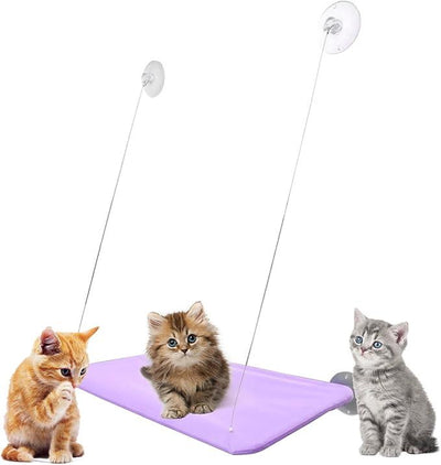 Cat Window Perch Purple Hammock Seat, Large Cat Purple Hammocks Bed for Indoor Cats Resting Seat Safety, Heavy Duty Suction Cups