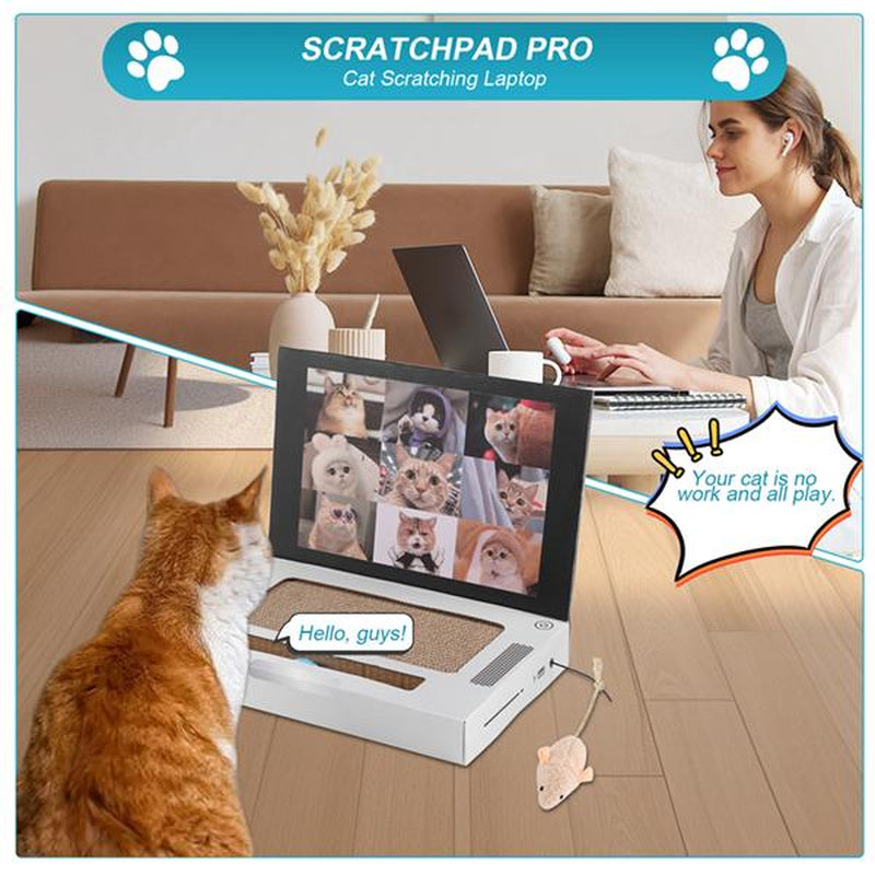 Cat Scratch Laptop ,Send Your Cat to Work Interactive Cat Toys, Cardboard Scratch Toy for Indoor Cats & Kittens Novelty Cat Gifts