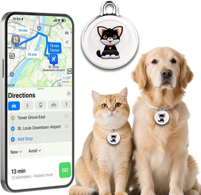 Smart GPS Tracker for Dogs, Mini Cat GPS Tracker, Positioning Smart Alarm Pet Tracker, Waterproof and Drop-Proof, Extra Long Battery Life of 365 Day, No Subscription
