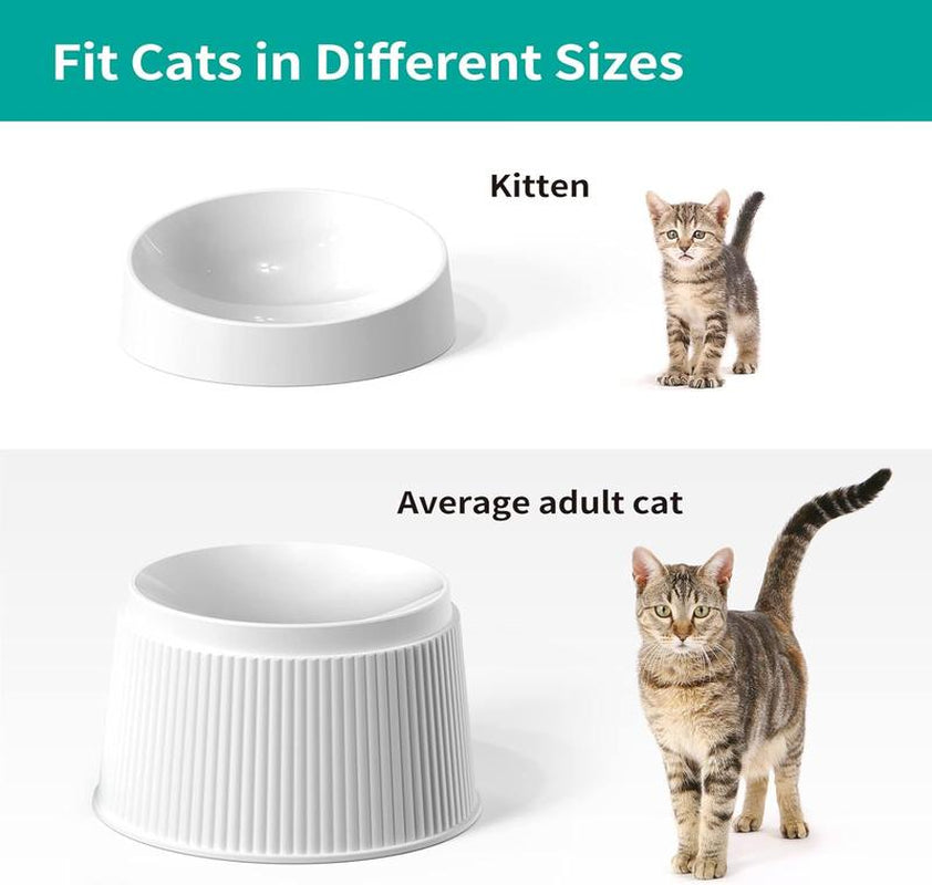 Uahpet Elevated Cat Food Bowl Super Widen Raised Cat Food Dishes for Protecting Spine, Reliefing Whisker Fatigue, Anti-Vomiting 17° Tilted Pet Feeding Bowls with Silicone Mat for Indoor Cats Cat Kitten