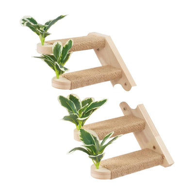 2 Packs Cat Wall Steps Cat Steps for Wall Cat Stairs for Wall Cat Shelves Wall Mounted Cat Climbing Stairs Shelf with Jute Scratching and Leaf Cat Wall Furniture Cat Ladder for Wall Cat Wall Stairs L
