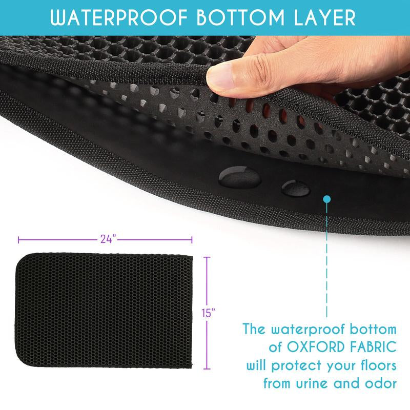 Cat Litter Trapping Mat Double Layer Kitty Litter Trapper Pad Non-Slip 24X15 In