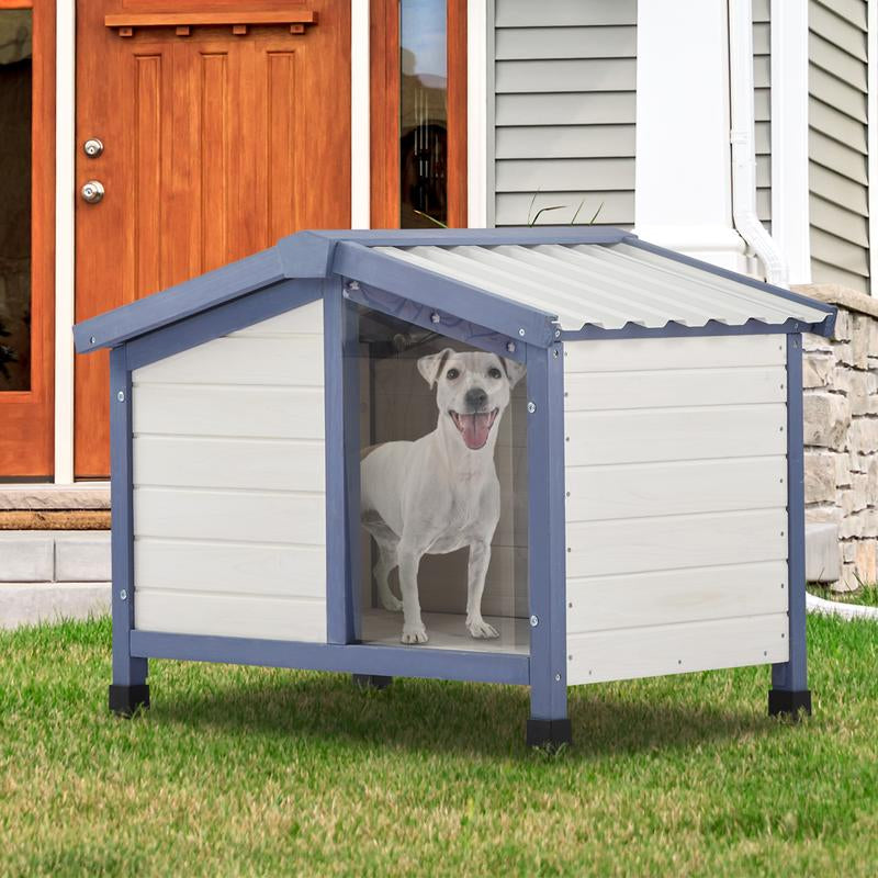 Petsfit Dog House, PVC Roof Dog House for Small Medium Large Dogs,Durable Dog House with Easy Clean and Assemble,White