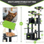 Wecharmer Cat Tree / Tower for Indoor Cats with Green Leaves, Cat Condo Cozy Plush Cat House with Hang Ball and Leaf Shape Design, Cat Furniture Pet House with Cat Scratching Posts Home Enclosed
