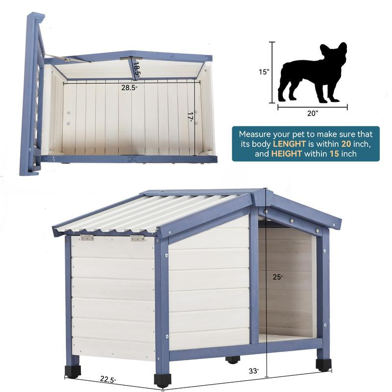 Petsfit Dog House, PVC Roof Dog House for Small Medium Large Dogs,Durable Dog House with Easy Clean and Assemble,White