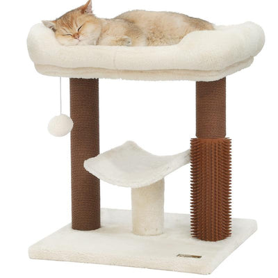 Christmas Cat Gift Cat Tree Tower, Cat Scratching Post for Indoor Cats, Featuring with Super Cozy Perch, Cat Self Groomer and Interactive Dangling Ball Great for Kittens, Elderly Cats, Adult Cats, Small Space