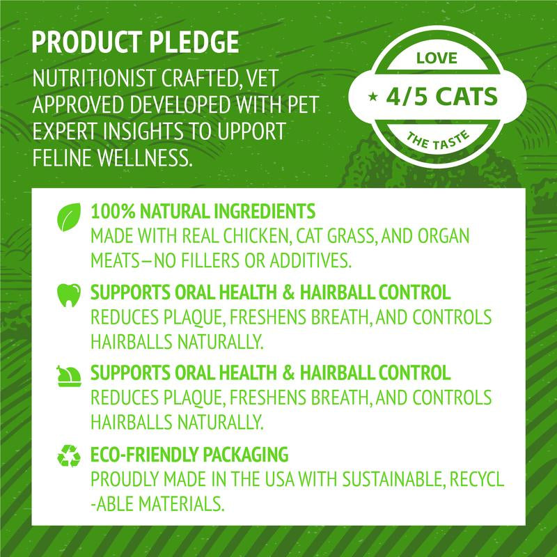 BAYPIE 3.5Oz Cat Grass Teething Stick, Delicious Cat Treat Snack Edible Cat Chew Toy for Teeth Cleaning and Hairball Removal in Cats