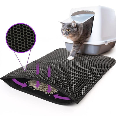 Cat Litter Trapping Mat Double Layer Kitty Litter Trapper Pad Non-Slip 24X15 In