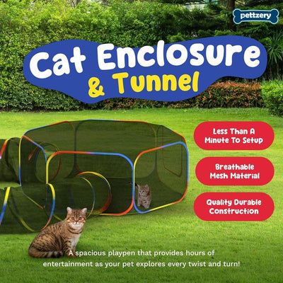Outdoor Cat Enclosure - Portable Catio Outdoor Cat Tent - Cage Free outside Cat Playpen Pet Enclosure - Enclosed Cat Run - Cat Tunnel Outdoor Cat Tunnels for Indoor Cats & Small Animals