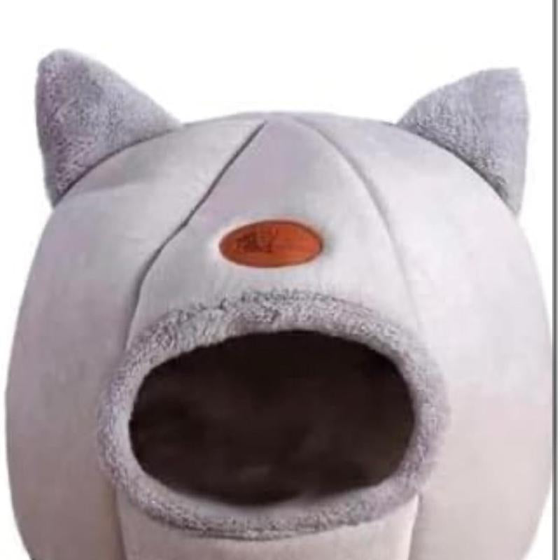 Cat Cave Bed for Indoor Soft Premium Pet Beds No Deformation anti Slip Bottom Pets Houses for Indoor Cats Room Tent, 2 in 1 Use Foldable or Open 6-11LB Light (Grey Medium Size) (12" X 12" X12)