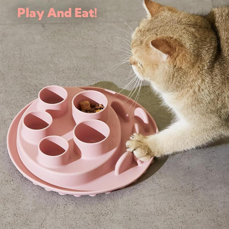 Puzzle Feeder Cat Slow Feeder, IQ Training & Mental Stimulating, Silicone Bowl for Indoor Cats, Multicoloured, Dishwasher Safe
