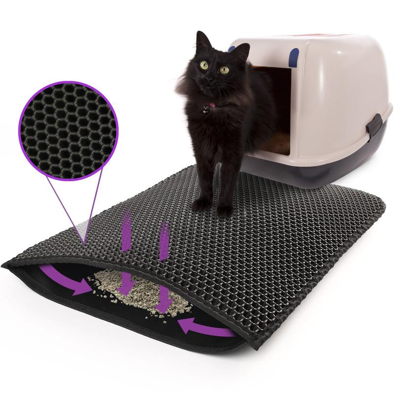 Cat Litter Trapping Mat Double Layer Kitty Litter Trapper Pad Non-Slip 24X15 In
