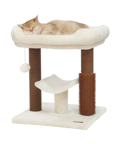 Christmas Cat Gift Cat Tree Tower, Cat Scratching Post for Indoor Cats, Featuring with Super Cozy Perch, Cat Self Groomer and Interactive Dangling Ball Great for Kittens, Elderly Cats, Adult Cats, Small Space