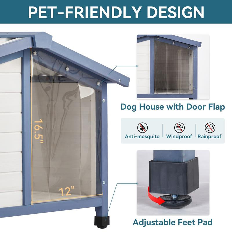 Petsfit Dog House, PVC Roof Dog House for Small Medium Large Dogs,Durable Dog House with Easy Clean and Assemble,White