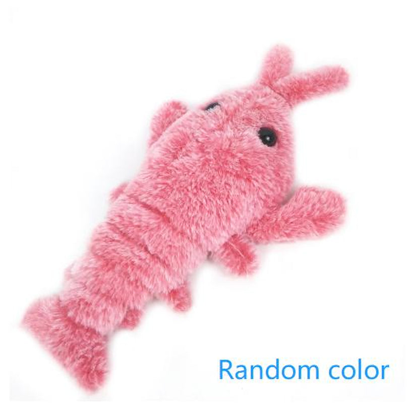 Pet Toy Electric Simulation Lobster Jumping Cat Toy Shrimp Moving Toy USB Charging Funny Plush Toys for Dog Cat Kid Washable Toy