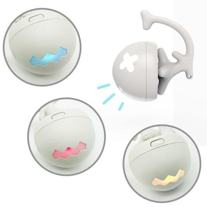 Fishbone Rolling Ball Pet Toy Cat Toy Interactive Indoor Pet Toy Kicker with Catnip Kitten Electric Cat Toy Ball 2 Accessories USB Rechargeable