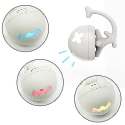 Fishbone Rolling Ball Pet Toy Cat Toy Interactive Indoor Pet Toy Kicker with Catnip Kitten Electric Cat Toy Ball 2 Accessories USB Rechargeable