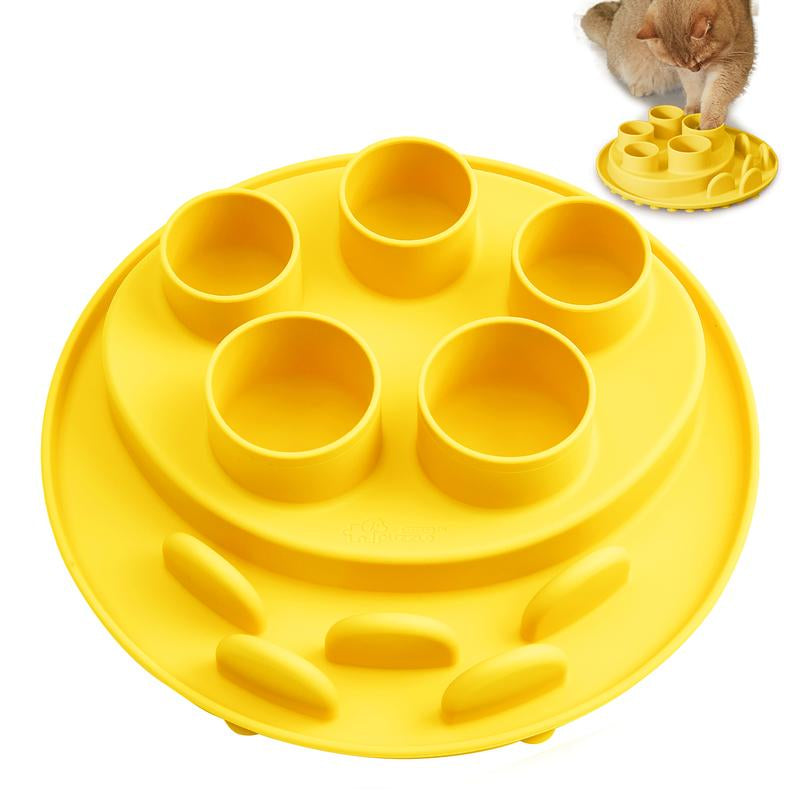 Puzzle Feeder Cat Slow Feeder, IQ Training & Mental Stimulating, Silicone Bowl for Indoor Cats, Multicoloured, Dishwasher Safe